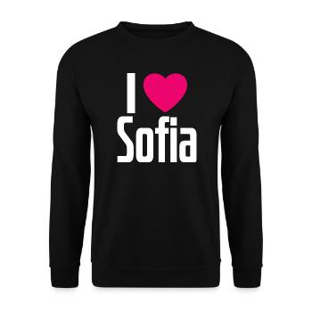 I Love Sofia Pinkes Herz Ich liebe Sofia - Unisex Pullover - Schwarz - Vorne - Alina (178cm) & Michal (187cm)