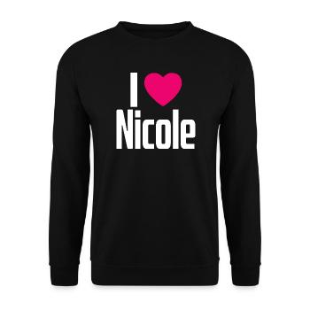 I Love Nicole Pink Heart I Love Nicole - Unisex Sweatshirt - black - Front - Alina (178cm) & Michal (187cm)