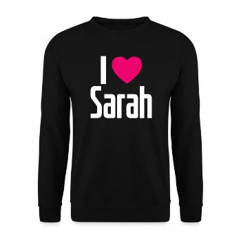 J’aime Sarah Pink Heart J’aime Sarah - Sweat-shirt Unisexe - noir - Devant - Alina (178cm) & Michal (187cm)
