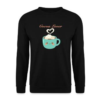 Kakaoliebhaber - Kawaii Winter Becher mit heißer Schokolade - Unisex Pullover - Schwarz - Vorne - Alina (178cm) & Michal (187cm)