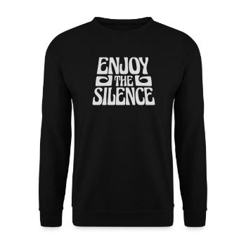 Enjoy The Silence Spruch Ruhe Stille Introvertiert - Unisex Pullover - Schwarz - Vorne - Alina (178cm) & Michal (187cm)