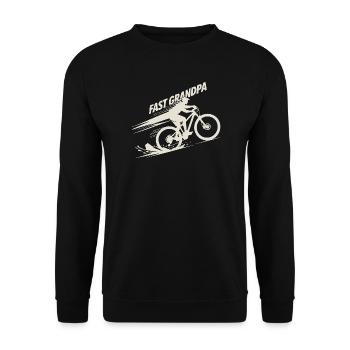 Fast Grandpa Mountain Bike E-Bike Gift for Grandpa - Unisex Sweatshirt - black - Front - Alina (178cm) & Michal (187cm)