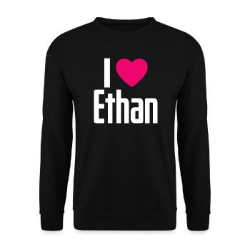 I Love Ethan Pinkes Herz Ich liebe Ethan - Unisex Pullover - Schwarz - Vorne - Alina (178cm) & Michal (187cm)