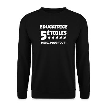 educatrice - Sweat-shirt Unisexe - noir - Devant - Alina (178cm) & Michal (187cm)
