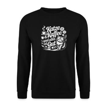 Katz coffee and all is well - Unisex Sweatshirt - black - Front - Alina (178cm) & Michal (187cm)