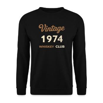 Millésime 1974 – Whiskey Club Rétro Année de naissance - Sweat-shirt Unisexe - noir - Devant - Alina (178cm) & Michal (187cm)