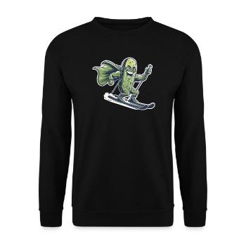 Super-héros Concombre Sur Skis Drôle Ski Humour - Sweat-shirt Unisexe - noir - Devant - Alina (178cm) & Michal (187cm)