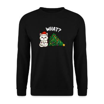 Annyoed Cat Christmas Lights - Unisex Sweatshirt - black - Front - Alina (178cm) & Michal (187cm)