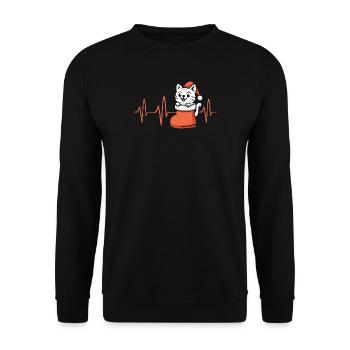 Chat de Noël en design de battement de cœur - Sweat-shirt Unisexe - noir - Devant - Alina (178cm) & Michal (187cm)