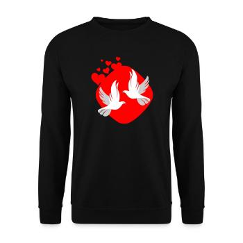 Dove of love on red background - Unisex Sweatshirt - black - Front - Alina (178cm) & Michal (187cm)