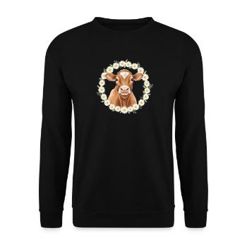 Braune Kuh - Unisex Pullover - Schwarz - Vorne - Alina (178cm) & Michal (187cm)