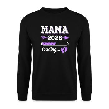 Mama 2026 Loading Schwangerschaft Geschenkidee - Unisex Pullover - Schwarz - Vorne - Alina (178cm) & Michal (187cm)