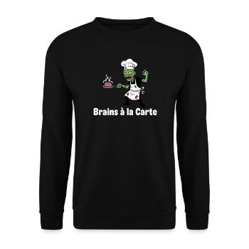 Zombie Chef Brains à la Carte Design - Unisex Sweatshirt - black - Front - Alina (178cm) & Michal (187cm)