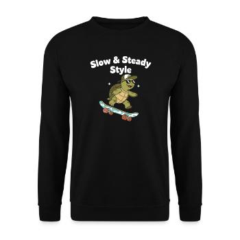 Langsam Skate Schildkröte - Unisex Pullover - Schwarz - Vorne - Alina (178cm) & Michal (187cm)