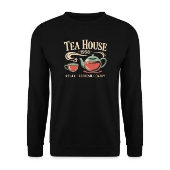 Tea House 1958 - Unisex Pullover - Schwarz - Vorne - Alina (178cm) & Michal (187cm)