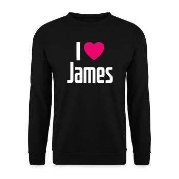 I Love James Pink Heart I Love James - Unisex Sweatshirt - black - Front - Alina (178cm) & Michal (187cm)