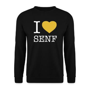 I love Senf - Unisex Pullover - Schwarz - Vorne - Alina (178cm) & Michal (187cm)