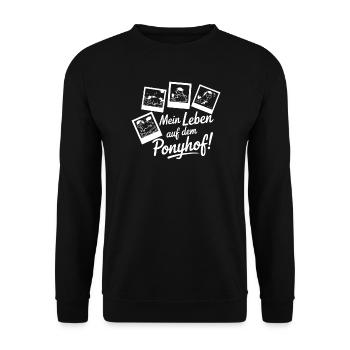 Ma vie à la ferme de poneys – Chemise de cheval drôle - Sweat-shirt Unisexe - noir - Devant - Alina (178cm) & Michal (187cm)