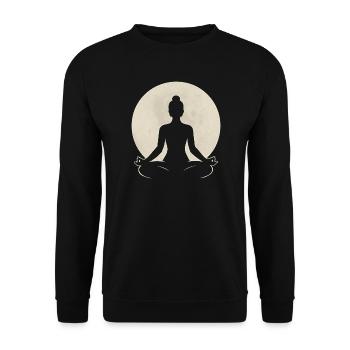 Full Moon Meditation – Yoga Lotus Silhouette - Unisex Sweatshirt - black - Front - Alina (178cm) & Michal (187cm)