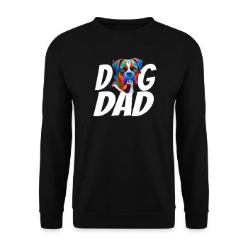 Boxer Hund Papa Buntes Aquarell Design - Unisex Pullover - Schwarz - Vorne - Alina (178cm) & Michal (187cm)