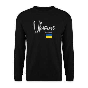Ukrainische Wurzeln, ich liebe die Ukraine - Unisex Pullover - Schwarz - Vorne - Alina (178cm) & Michal (187cm)