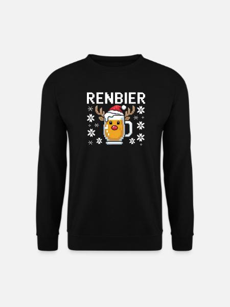 Weihnachtsbier Rentierbecher - Unisex Pullover - Schwarz