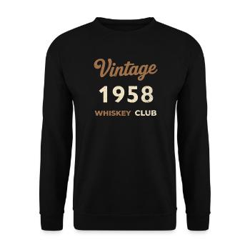 Millésime 1958 – Whiskey Club Rétro Année de naissance - Sweat-shirt Unisexe - noir - Devant - Alina (178cm) & Michal (187cm)