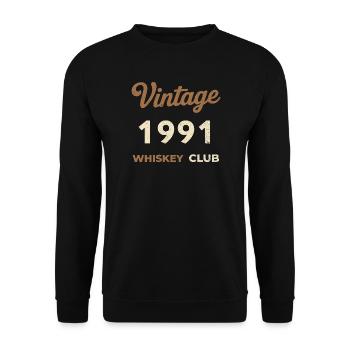 Millésime 1991 – Whiskey Club Rétro Année de naissance - Sweat-shirt Unisexe - noir - Devant - Alina (178cm) & Michal (187cm)