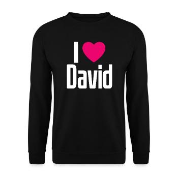 I Love David Pink Heart I Love David - Unisex Sweatshirt - black - Front - Alina (178cm) & Michal (187cm)