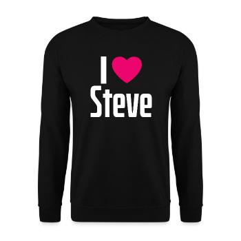 I Love Steve Pink Heart I Love Steve - Unisex Sweatshirt - black - Front - Alina (178cm) & Michal (187cm)