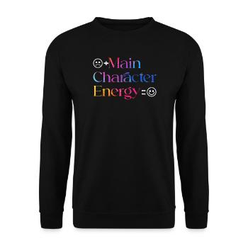 Main Character Energy smilie - Unisex Sweatshirt - black - Front - Alina (178cm) & Michal (187cm)