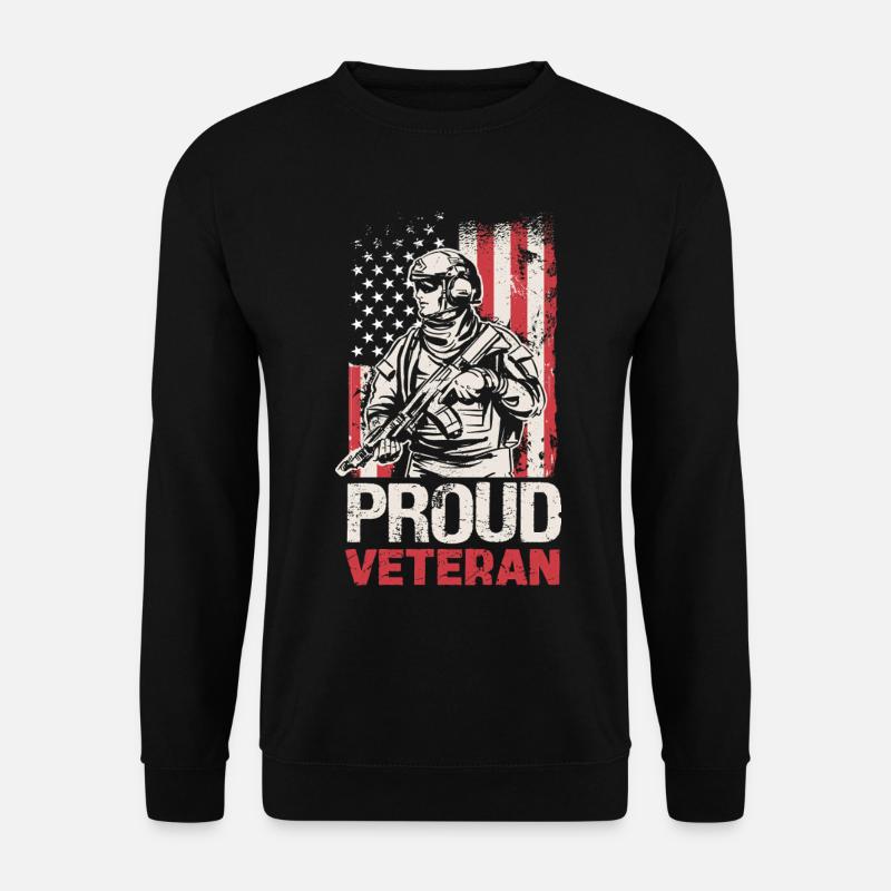 Stolzer Veteran mit US-Flagge - Unisex Pullover - Schwarz