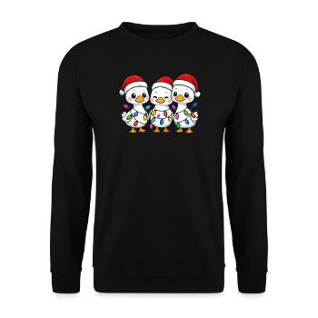 Trio de canards avec lumières de Noël, Canetons - Sweat-shirt Unisexe - noir - Devant - Alina (178cm) & Michal (187cm)