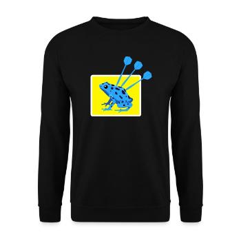 Lustiges DARTS und PFEILGIFTFROSCH Design - Unisex Pullover - Schwarz - Vorne - Alina (178cm) & Michal (187cm)
