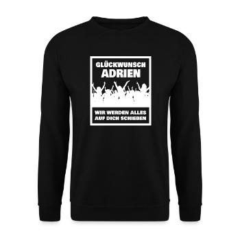 Adrien als Vorname - Unisex Pullover - Schwarz - Vorne - Alina (178cm) & Michal (187cm)