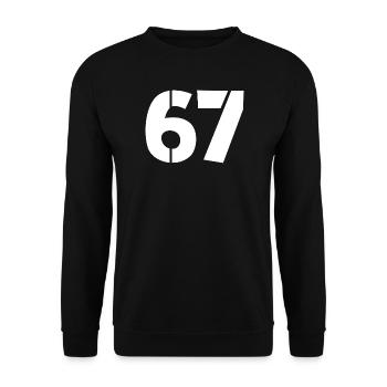 Fun 67 Zahl 6-7 6 7 Sechs Sieben - Unisex Pullover - Schwarz - Vorne - Alina (178cm) & Michal (187cm)