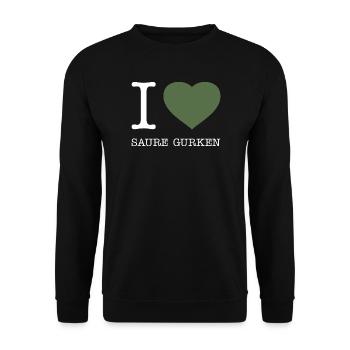 I love Saure Gurken - Unisex Pullover - Schwarz - Vorne - Alina (178cm) & Michal (187cm)