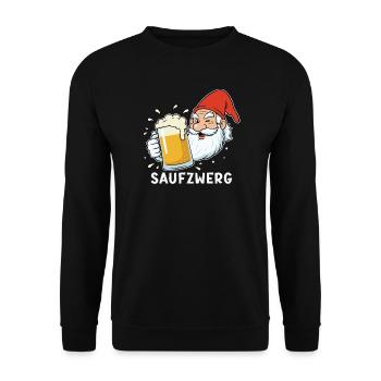Lustiges Party Karneval Saufzwerg Biertrinker - Unisex Pullover - Schwarz - Vorne - Alina (178cm) & Michal (187cm)