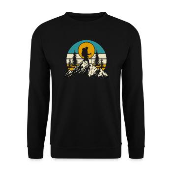 Hiking Hiker Mountaineer Gift - Unisex Sweatshirt - black - Front - Alina (178cm) & Michal (187cm)