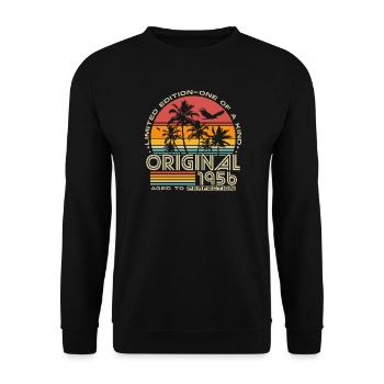 1956 Jahrgang Retro 70. Geburtstag Geschenk - Unisex Pullover - Schwarz - Vorne - Alina (178cm) & Michal (187cm)