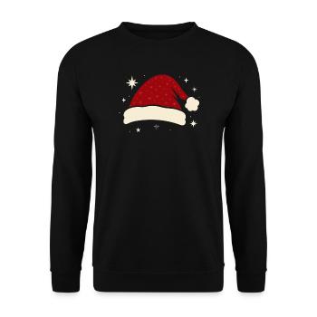 Chapeau de Père Noël Chapeau de Père Noël avec des étoiles - Sweat-shirt Unisexe - noir - Devant - Alina (178cm) & Michal (187cm)