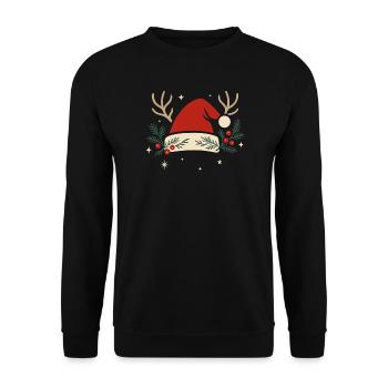 Christmas hat with antlers and fir branches - Unisex Sweatshirt - black - Front - Alina (178cm) & Michal (187cm)