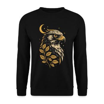 Horus Falke mit Mond – ägyptisches Symbol - Unisex Pullover - Schwarz - Vorne - Alina (178cm) & Michal (187cm)