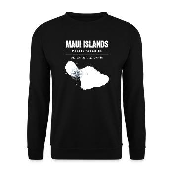 Conception de boussole de l’île de Maui avec coordonnées Vintage - Sweat-shirt Unisexe - noir - Devant - Alina (178cm) & Michal (187cm)
