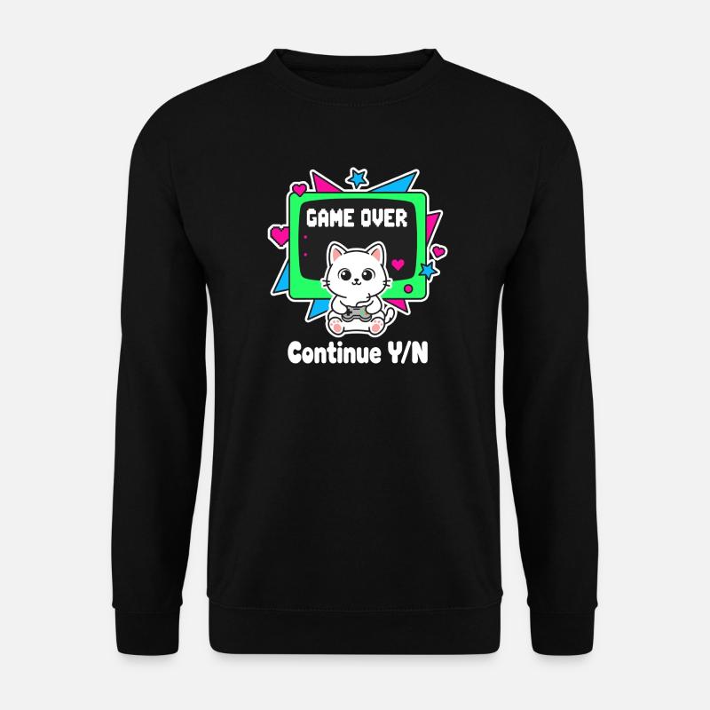 Retro Cats Controller Game Over - Sweat-shirt Unisexe - noir
