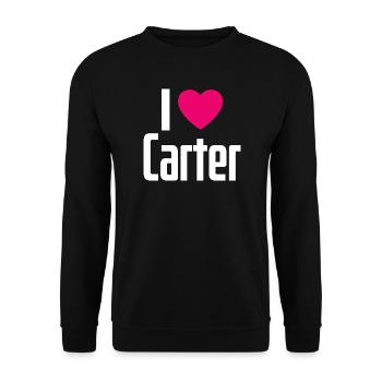 I Love Carter Pinkes Herz Ich liebe Carter - Unisex Pullover - Schwarz - Vorne - Alina (178cm) & Michal (187cm)