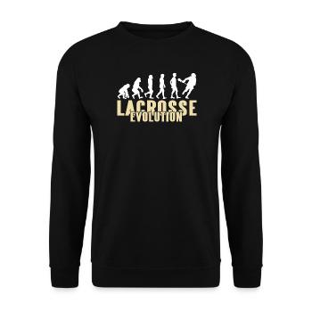 Lacrosse Evolution Funny Sports Humor Parody - Unisex Pullover - Schwarz - Vorne - Alina (178cm) & Michal (187cm)