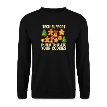 Technischer Support Cookie Weihnachten Meme - Unisex Pullover - Schwarz - Vorne - Alina (178cm) & Michal (187cm)