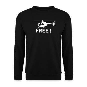 Helicopter Design – Fly Free! - Unisex Sweatshirt - black - Front - Alina (178cm) & Michal (187cm)