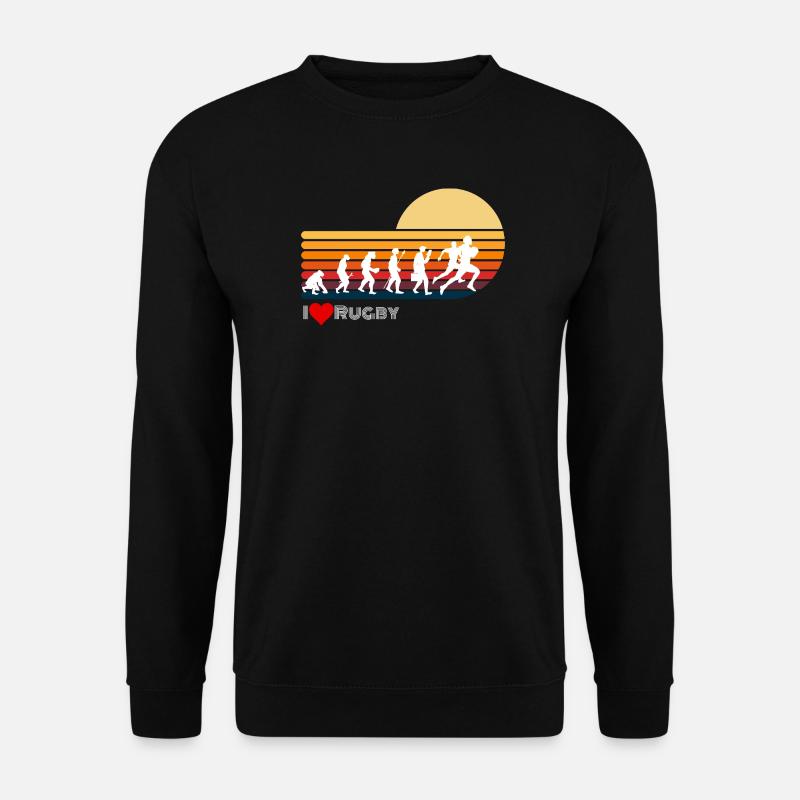 Rugby Retro Evolution Sonnenuntergang - Unisex Pullover - Schwarz